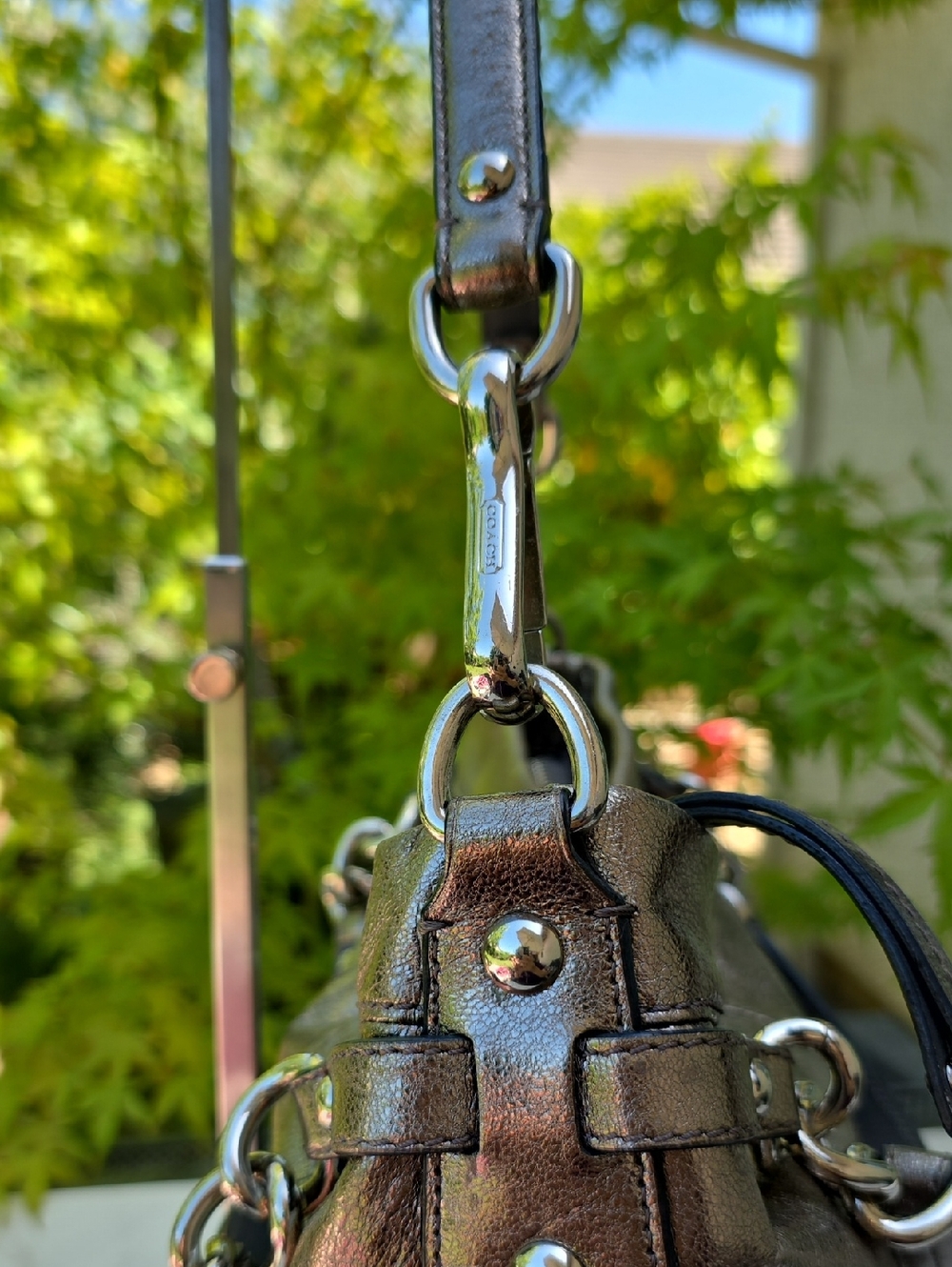 Coach Y2K Brooke Hobo Silver Gold Tones Metallic Leather Shoulder Hand Bag - Picture 7 of 16